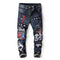 Fashion Embroidery Patchwork Men's Jeans Slim Straight Pants